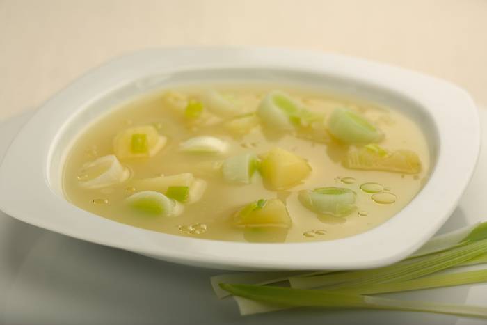 Porrusalda con pasta