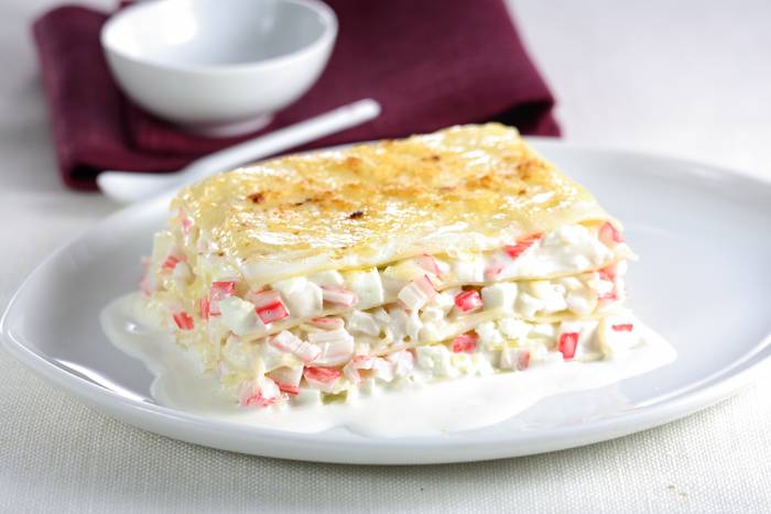 Lasaña de Cangrejo y Queso Fresco