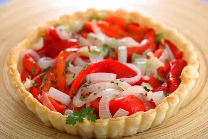 Tarta de pimientos y cebollas