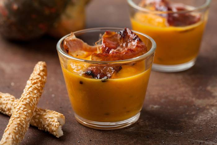 Sopa de calabaza con bacon