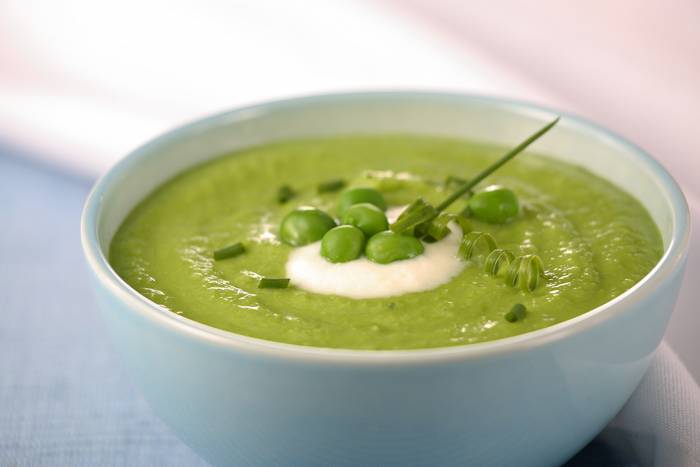 Mousse de guisantes con requesón