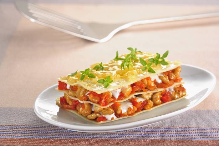 Lasaña de frutos secos