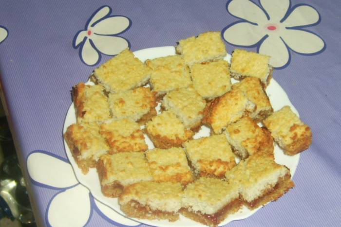 Cuadraditos de coco y dulce de leche