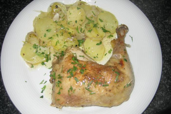 Muslos de pollo asados en microondas