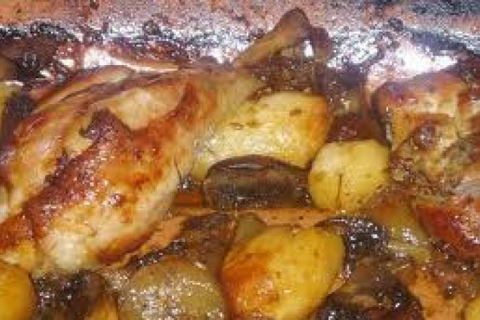 Pollo braseado con verduritas caramelizadas