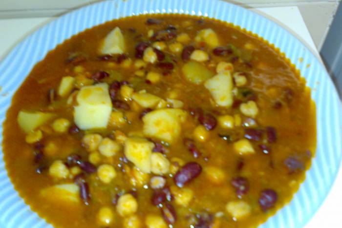 Receta de garbanzos con alubias rojas