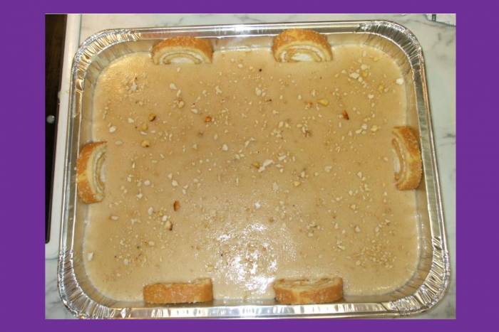 Tarta de turrón y chocolate blanco