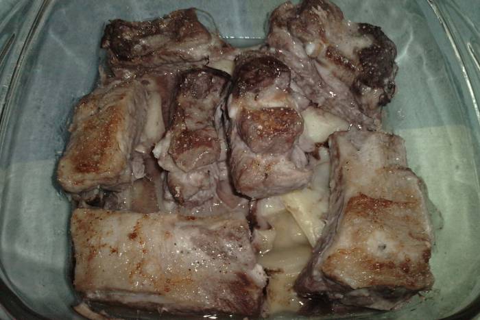 Costillas de cerdo al microondas con grill