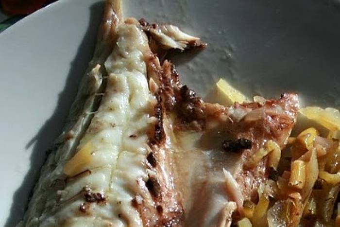 Corvina al horno con verduras