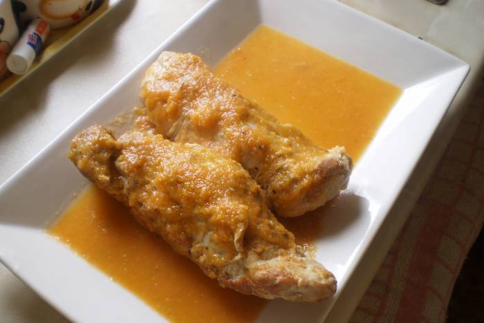 Lomo de cerdo en salsa de verduras