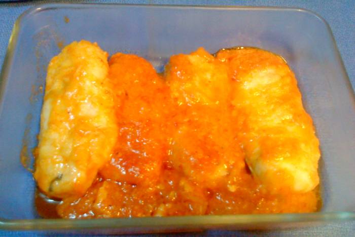 Lomos de merluza rápida con tomate para tupper