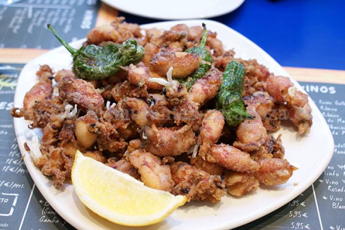 Puntillas con pimientos del padrón