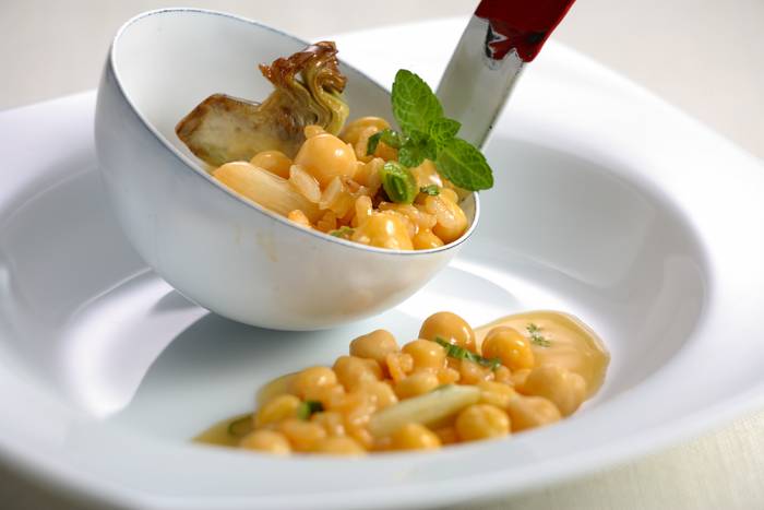 Garbanzos con calabaza al azafrán