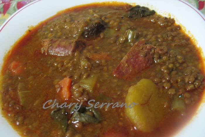 Guiso de lentejas con acelgas y calabaza