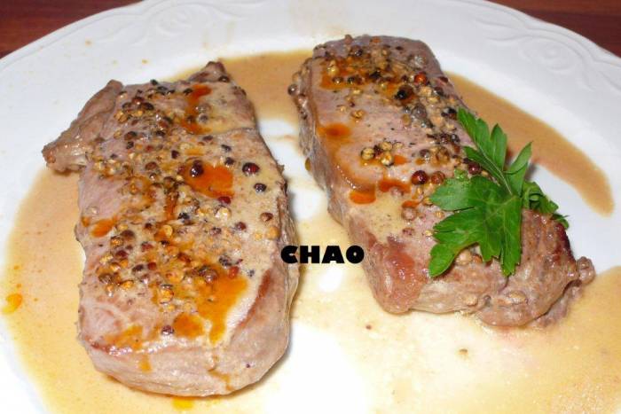 Lomos de potro a la pimienta con aroma de azafrán para simulador