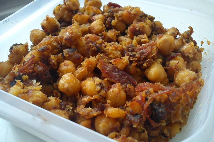 Garbanzos fritos de aprovechamiento