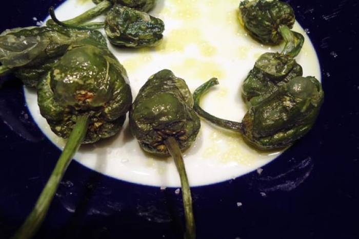 Pimientos del padrón al microondas