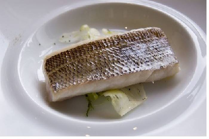 Besugo a la plancha sobre base de lechuga