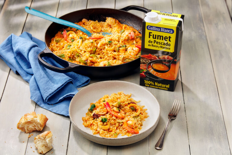 Arroz meloso de calamares y gambas