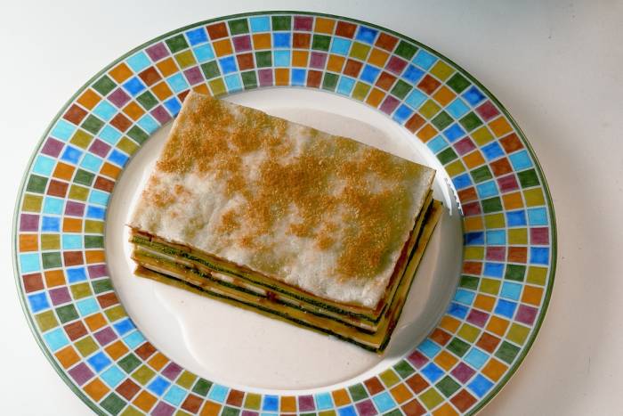 Lasaña a las espinacas con calabacín