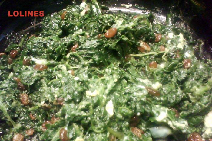 Salteado de espinacas a la crema