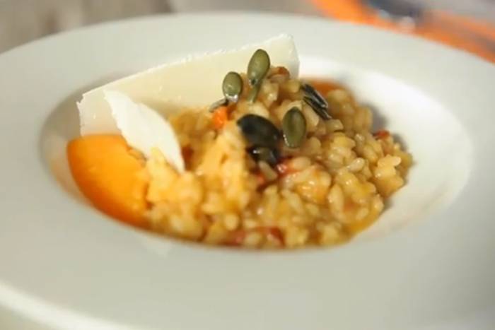 Risotto de calabaza y tomates secos