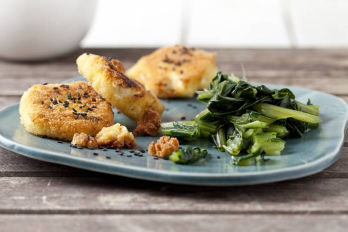 Requesón frito con apio