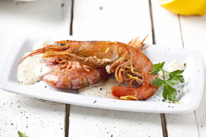 Langostinos con salsa de cítricos