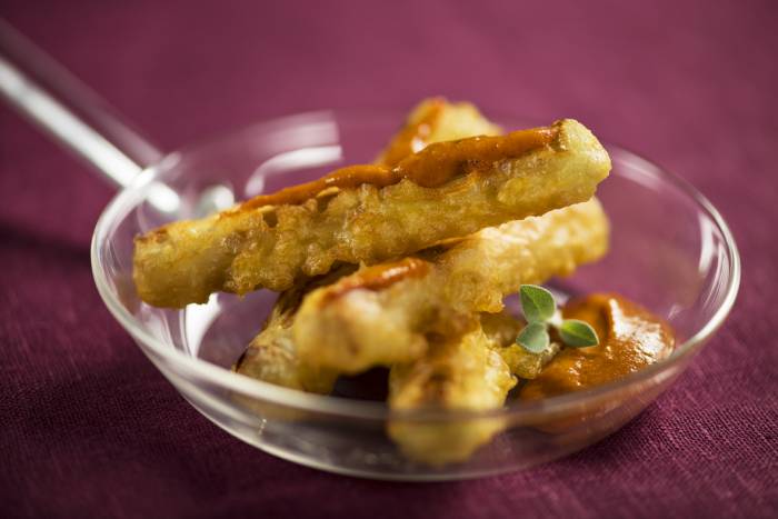 Puerros fritos rebozados