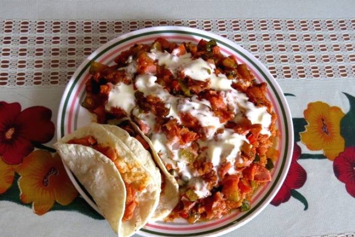 Sartenada de calabacita con chorizo de pavo