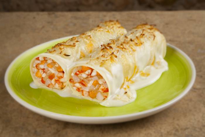 Canelones de pescado y marisco