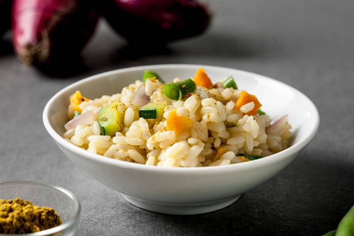 Arroz con curry y verduras