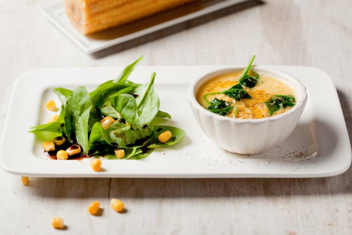 Crema de maíz con espinacas