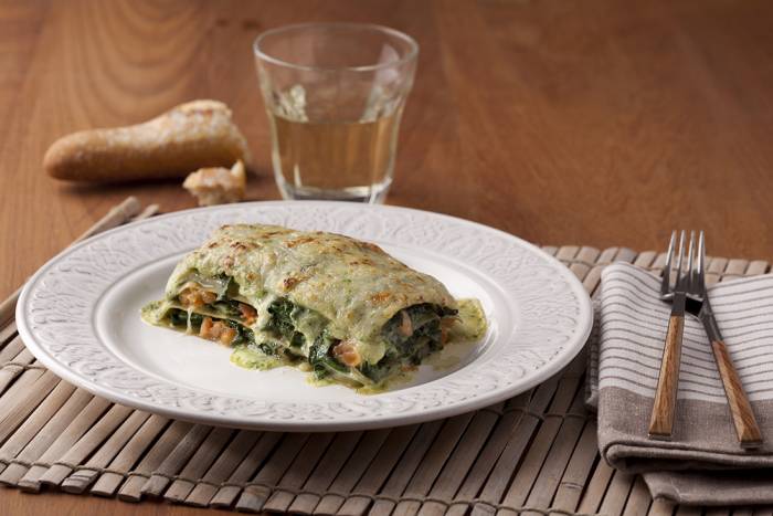 Lasaña fácil de espinacas a la caprese