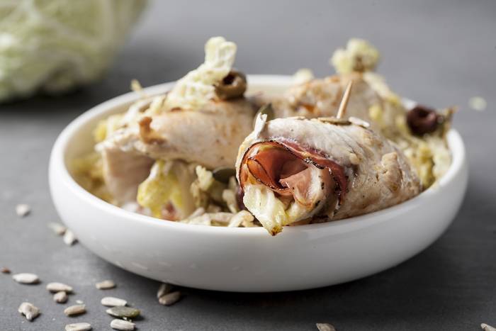 Rollitos de pollo y col
