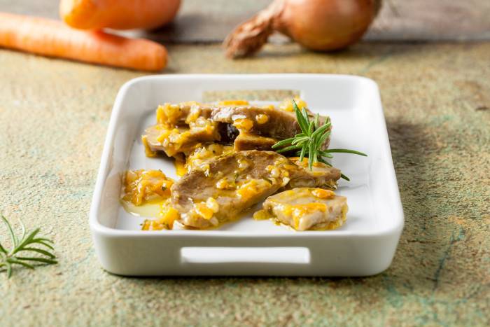 Seitán con salsa de verduras