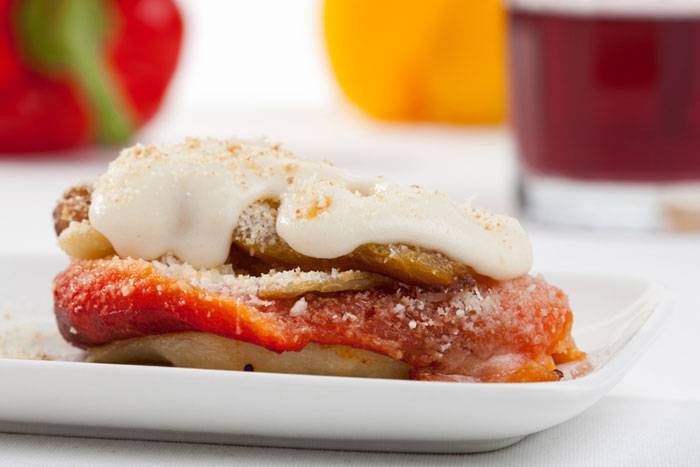 Lasaña de verduras con crema de queso