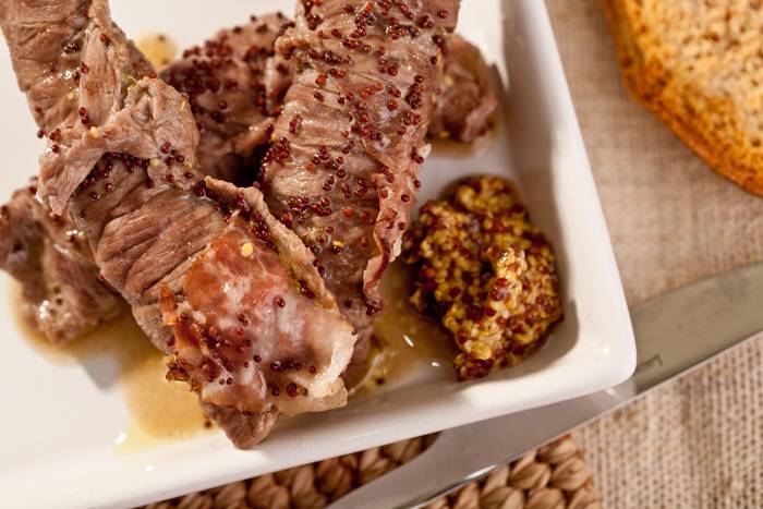 Rollitos de ternera a la mostaza