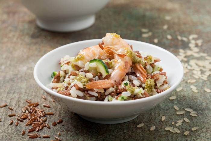 Arroz con gambas y calabacín