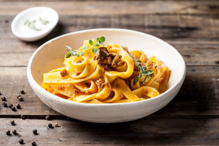 Tallarines con setas