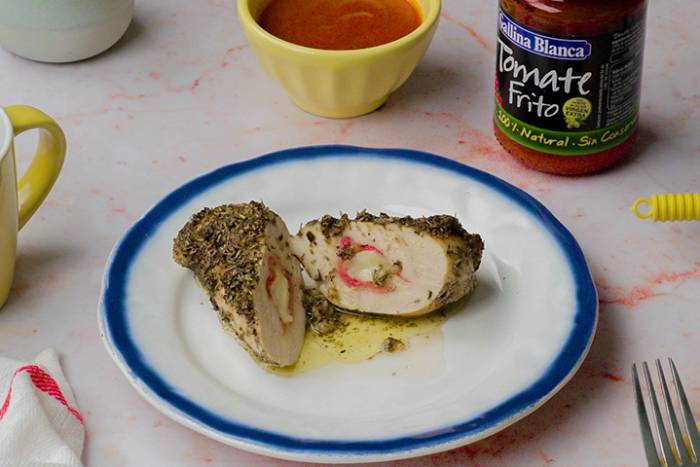 Pollo relleno de jamón y queso