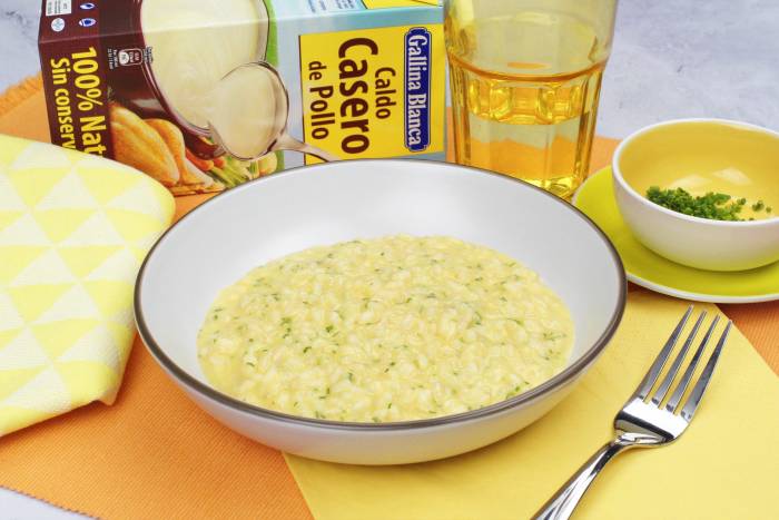 Risotto de queso cheddar