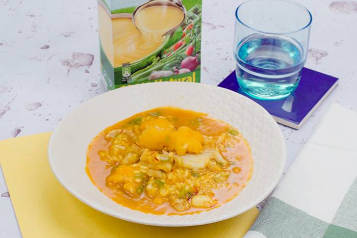 Arroz con bacalao y coliflor