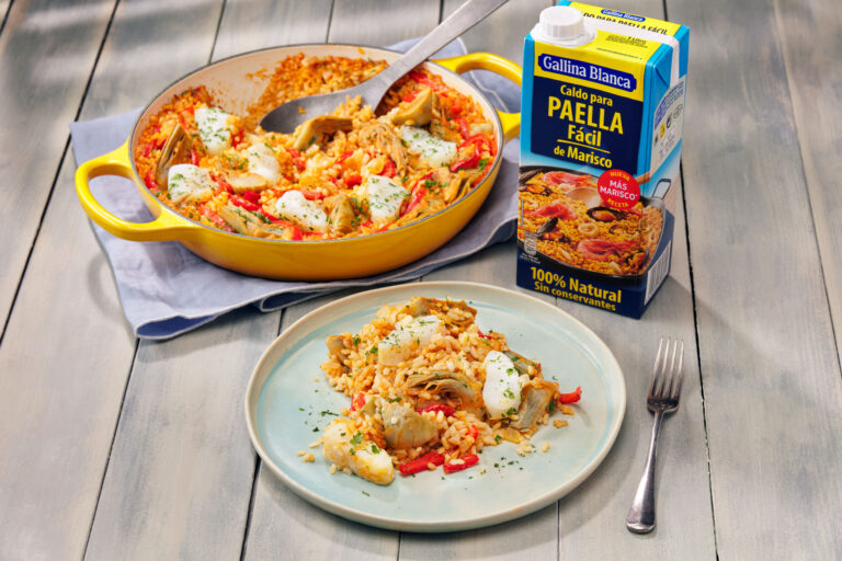 Arroz con bacalao y alcachofas