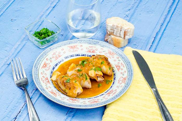 Chipirones rellenos de gamba