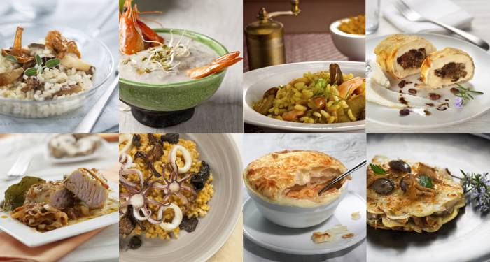 Hongos y setas en la mesa