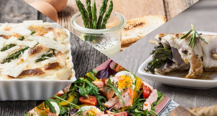 Un menú con espárragos