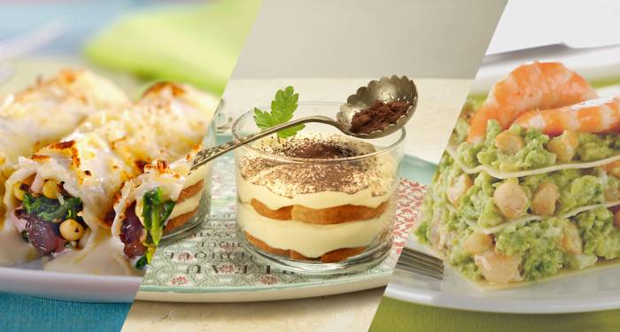 Un menú con lasaña y canelones