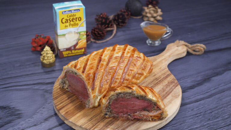 Solomillo wellington con bacon