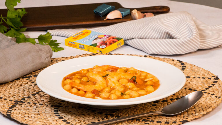 Garbanzos con langostinos